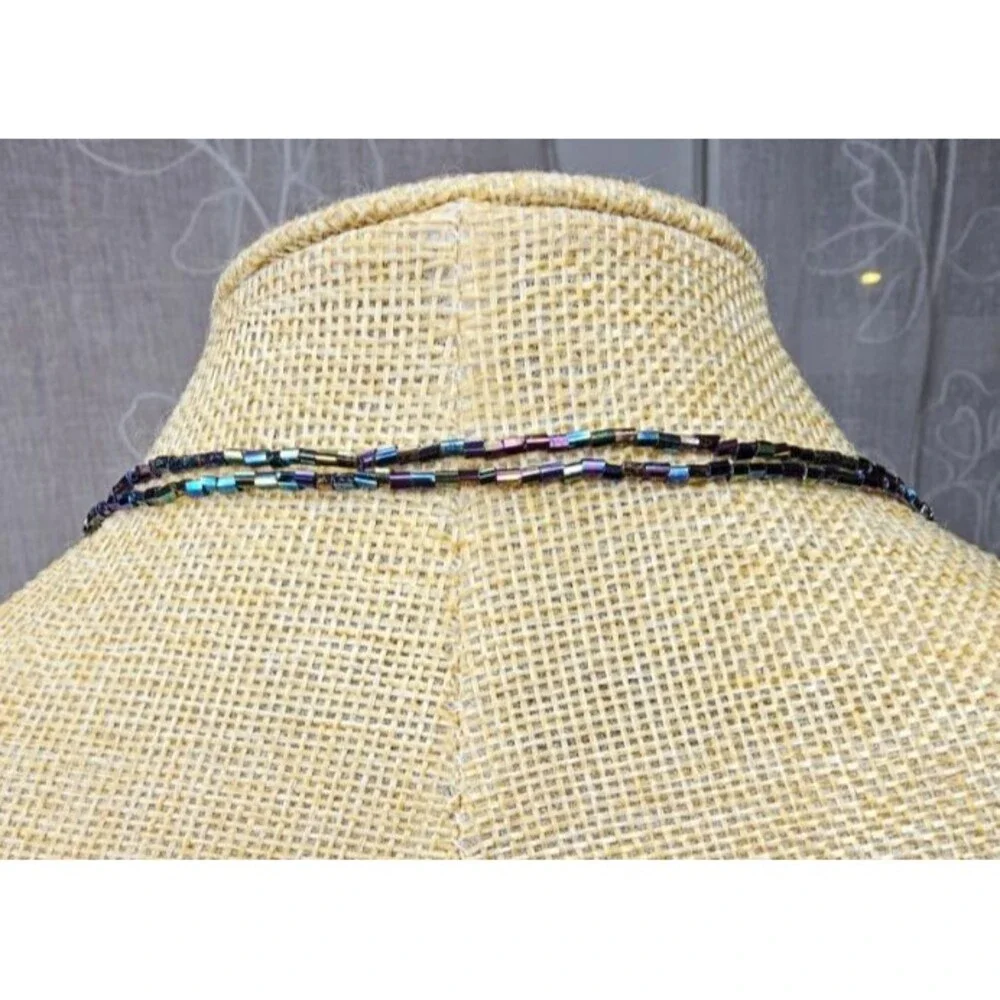 Double Strand Seed Bead and Glass Bead Necklace Pullover No Clasp 30" - Picture 6 of 6